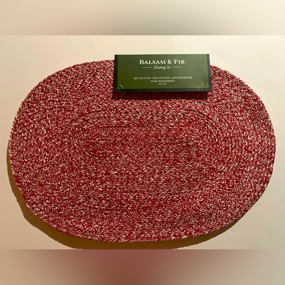 4pc BALSAM & FIR Oval Placemat Set - 50% Cotton/50% Polyester